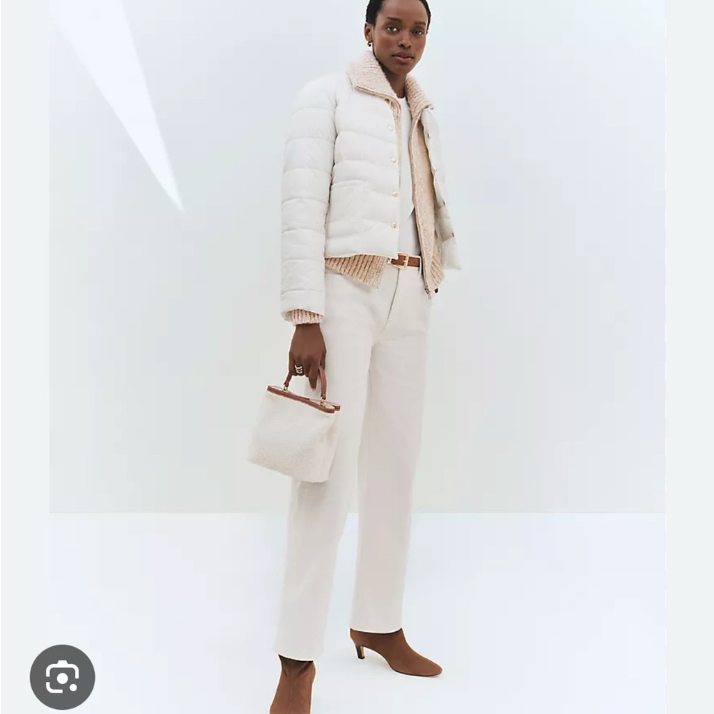 Ann Taylor cream corduroy straight leg pant